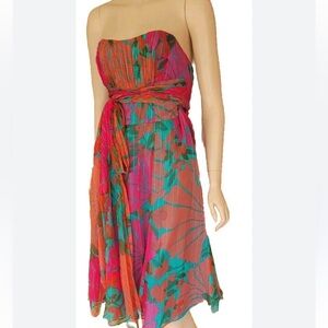 Nanette Lepore Strapless Dress in Pink and Green